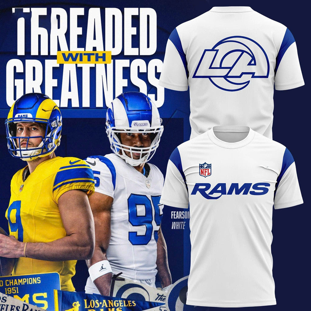 Los Angeles Rams Fearsome White T-Shirt 2026 LA Rams Merch Football Fan Apparel Mens - Merchluma