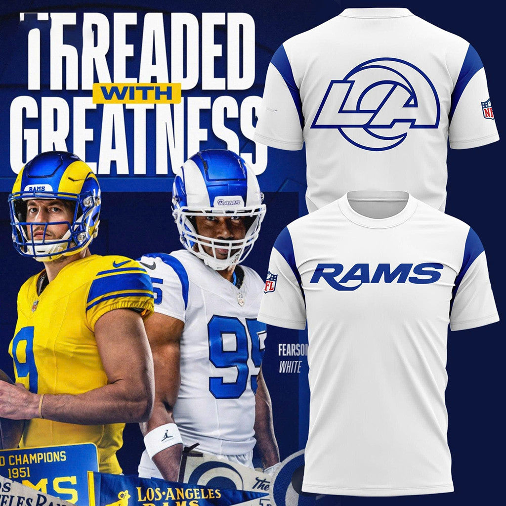 Los Angeles Rams Fearsome White T-shirt Football Fan Apparel Shirt LA Rams Merch 2026 - Merchluma