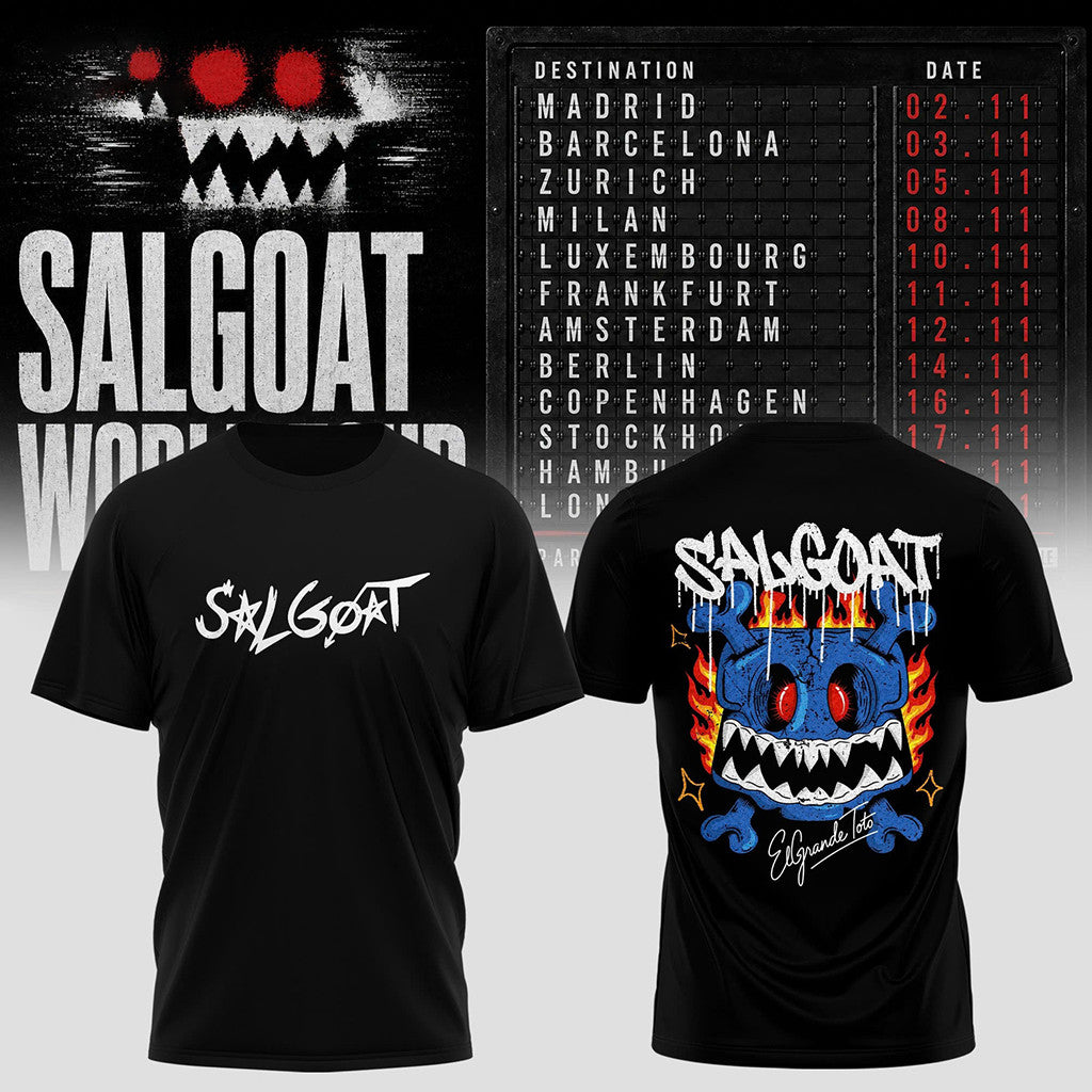 ElGrandeToto Salgoat World Tour 2026 T-Shirt Black ElGrandeToto Merch Gift For Rap Fans - Merchluma