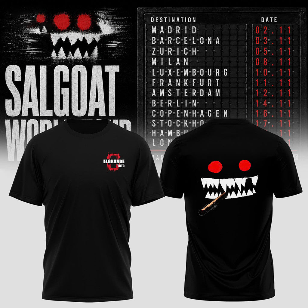 ElGrandeToto Salgoat World Tour 2026 T-Shirt Black ElGrandeToto Merch Present For Dudes - Merchluma