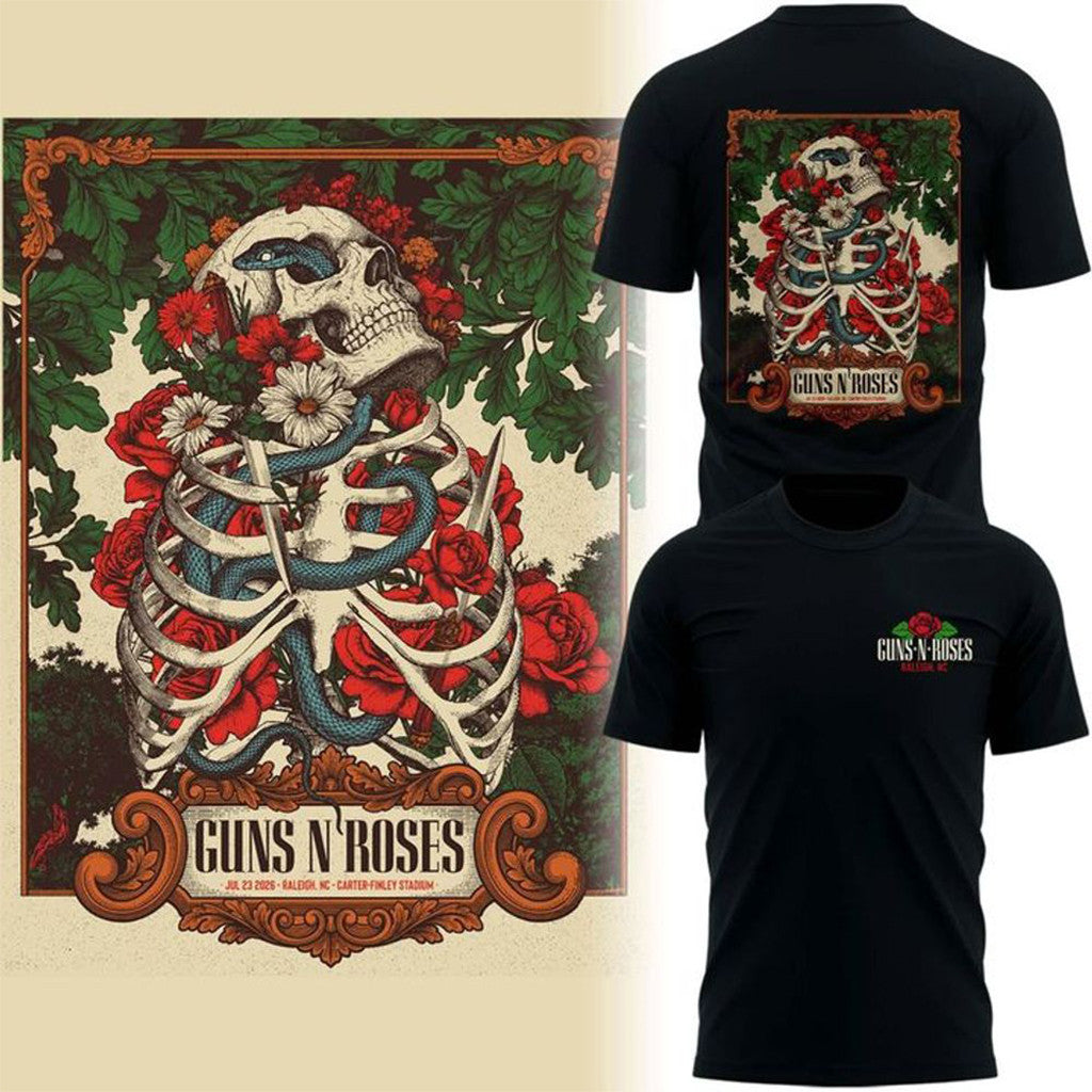 NC State Wolfpack X Guns N' Roses 2026 Carter-Finley Stadium Shirt GNR Tour Merch - Merchluma