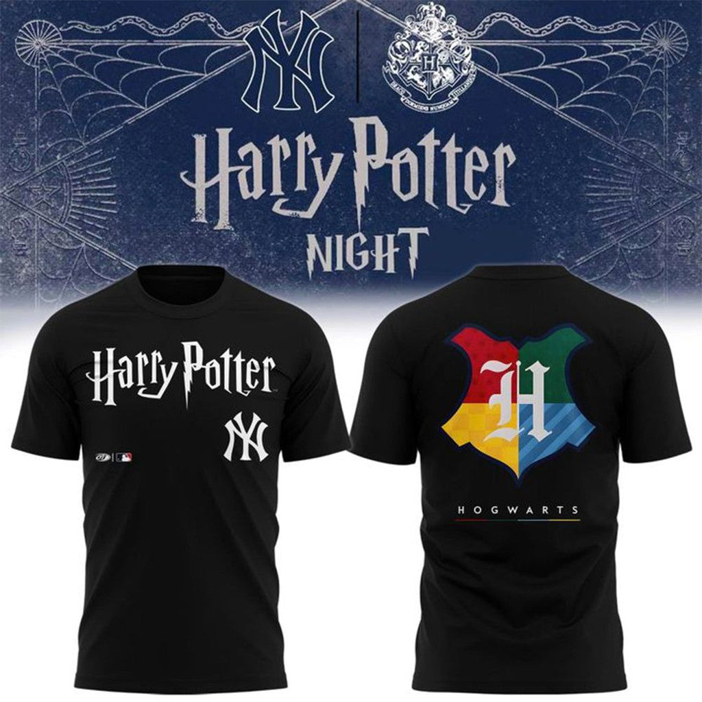New York Yankees X Harry Potter Hogwarts Theme Night Black Shirt 2026 NY Yankees Merch - Merchluma