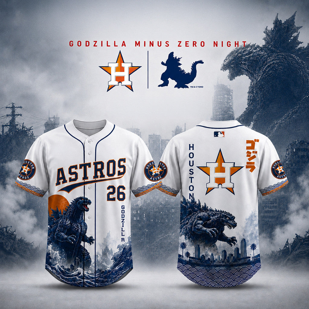Houston Astros X Godzilla Minus One 2026 Baseball Jersey Houston Astros Merch Fan Gifts - Merchluma