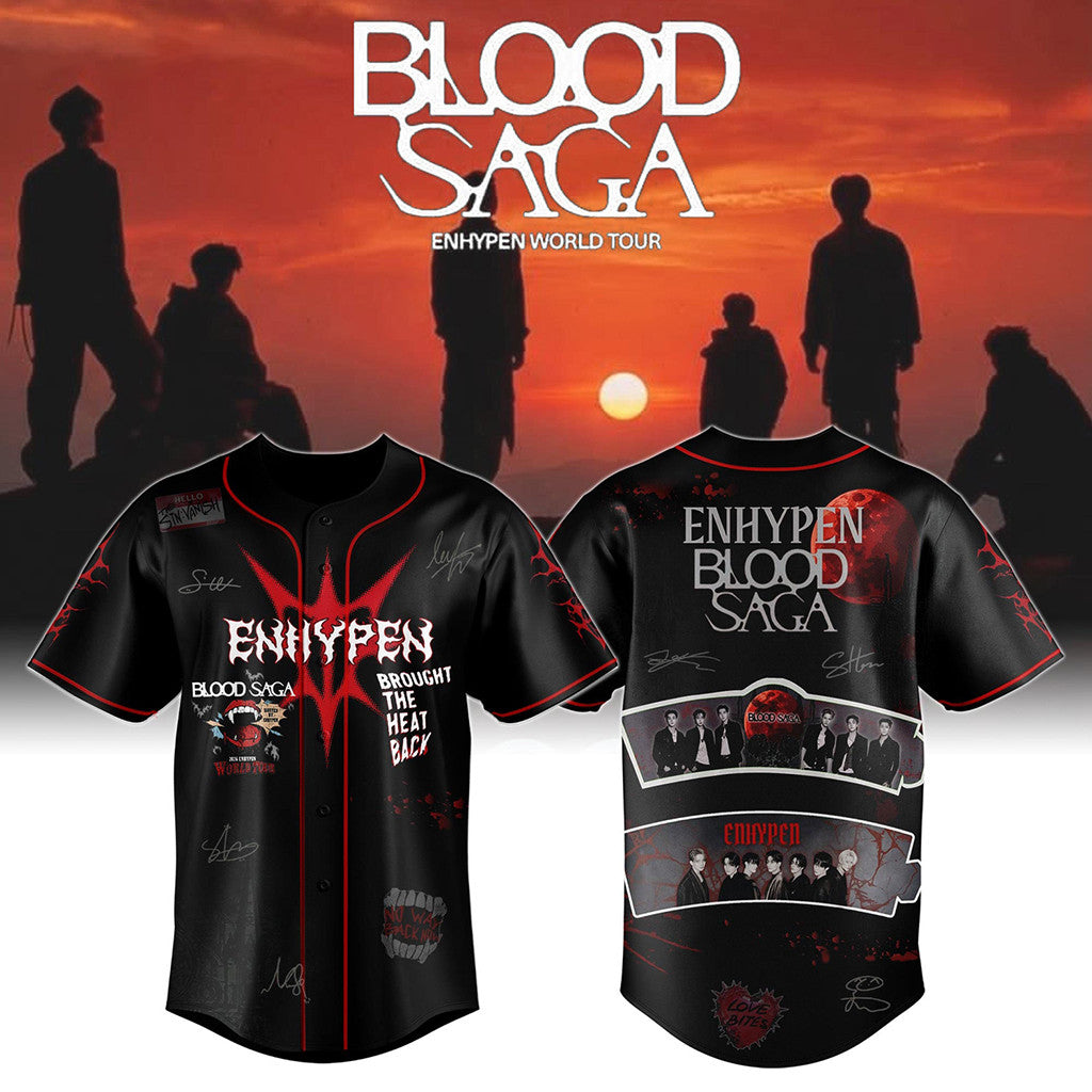ENHYPEN Merch Blood Saga Tour 2026 Baseball Jersey Cool Gifts For Music Lovers - Merchluma