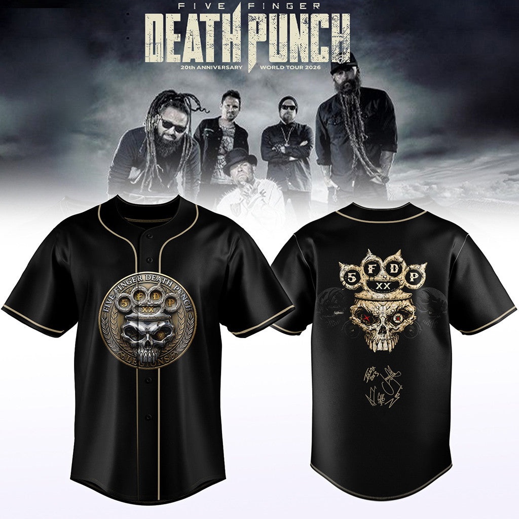 Five Finger Death Punch Hits Me Tour 2026 Signed Baseball Jersey 5FDP Merch Present For Fans - Merchluma