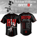 Robbie Williams Merch 2026 Britpop Australia And New Zealand Tour 2026 Baseball Jersey Black - Merchluma