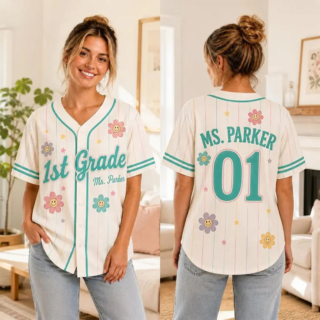 Custom Grade Level Teacher Baseball Jersey Back To School Gifts For Teacher Team - Merchluma