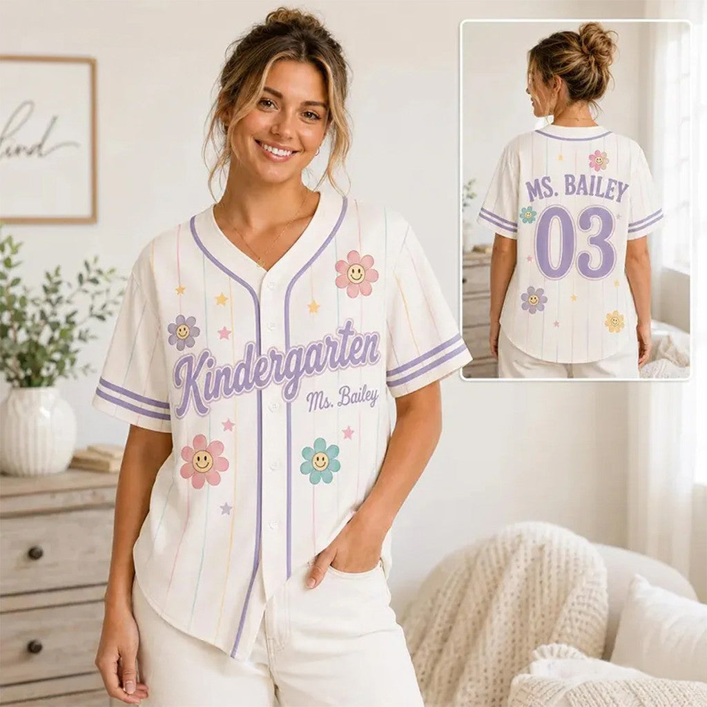 Personalized Kindergarten Teacher Baseball Jersey Back To School Gift Teacher Team - Merchluma