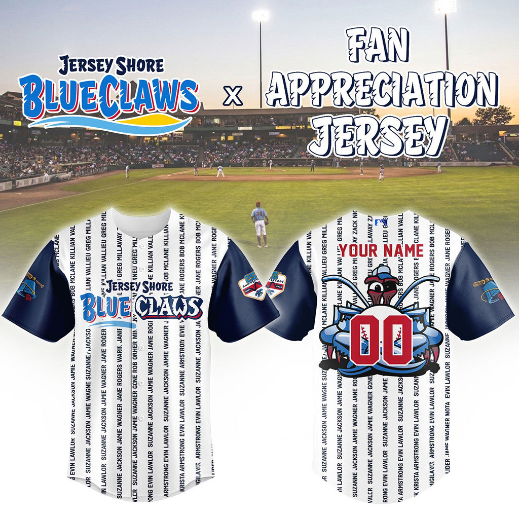 Personalized Nashville Sounds Jersey Shore BlueClaws Fan Appreciation Night Jersey Fan Apparel - Merchluma
