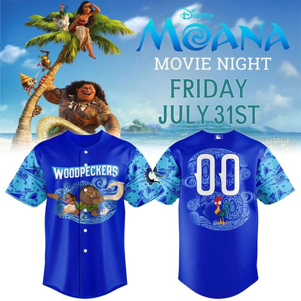 Personalized Fayetteville Woodpeckers X Moana Night 2026 Baseball Jersey Woodpeckers Merch - Merchluma