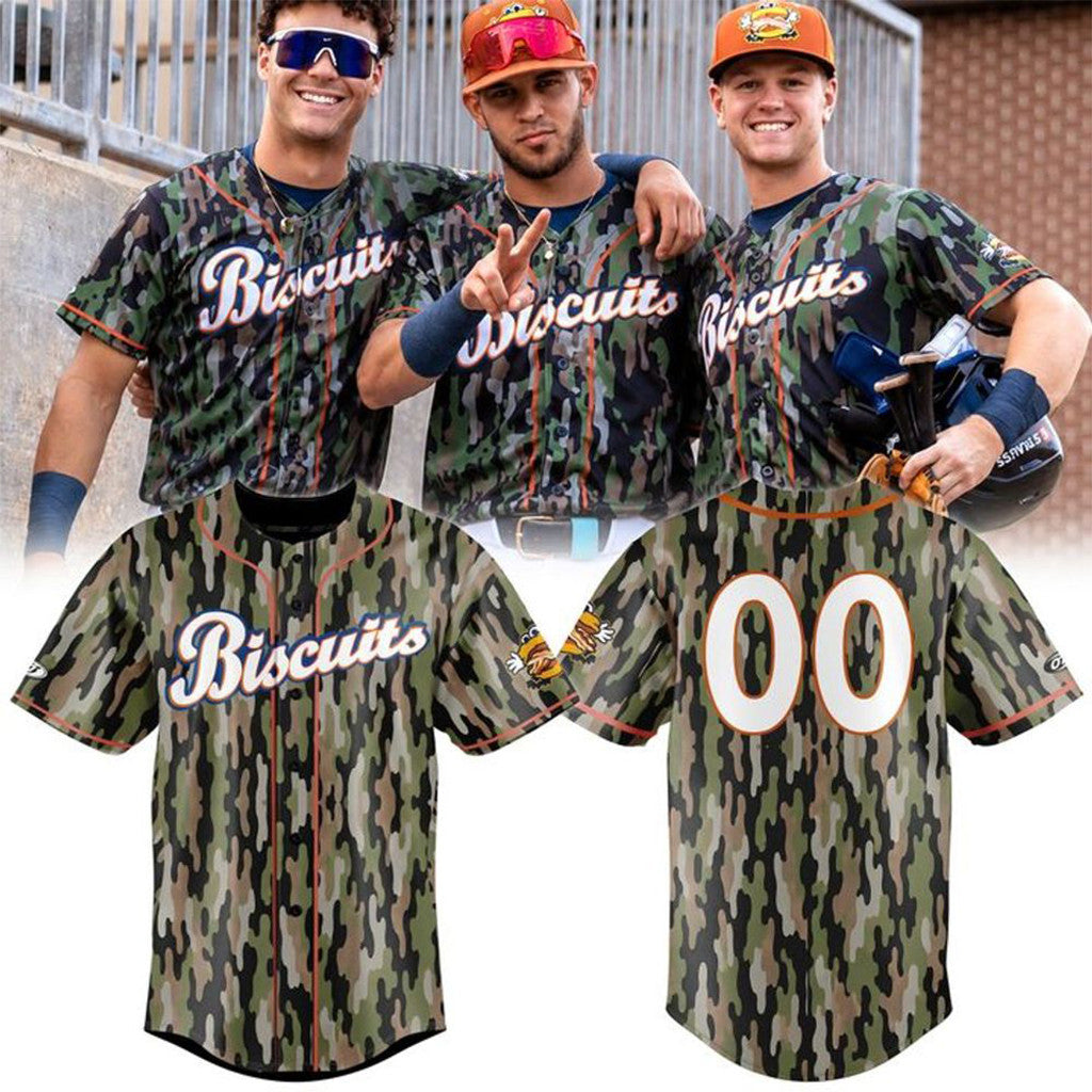 Personalized Montgomery Biscuits 2026 Camo Special Baseball Jersey Biscuits Merch Fan Gifts - Merchluma