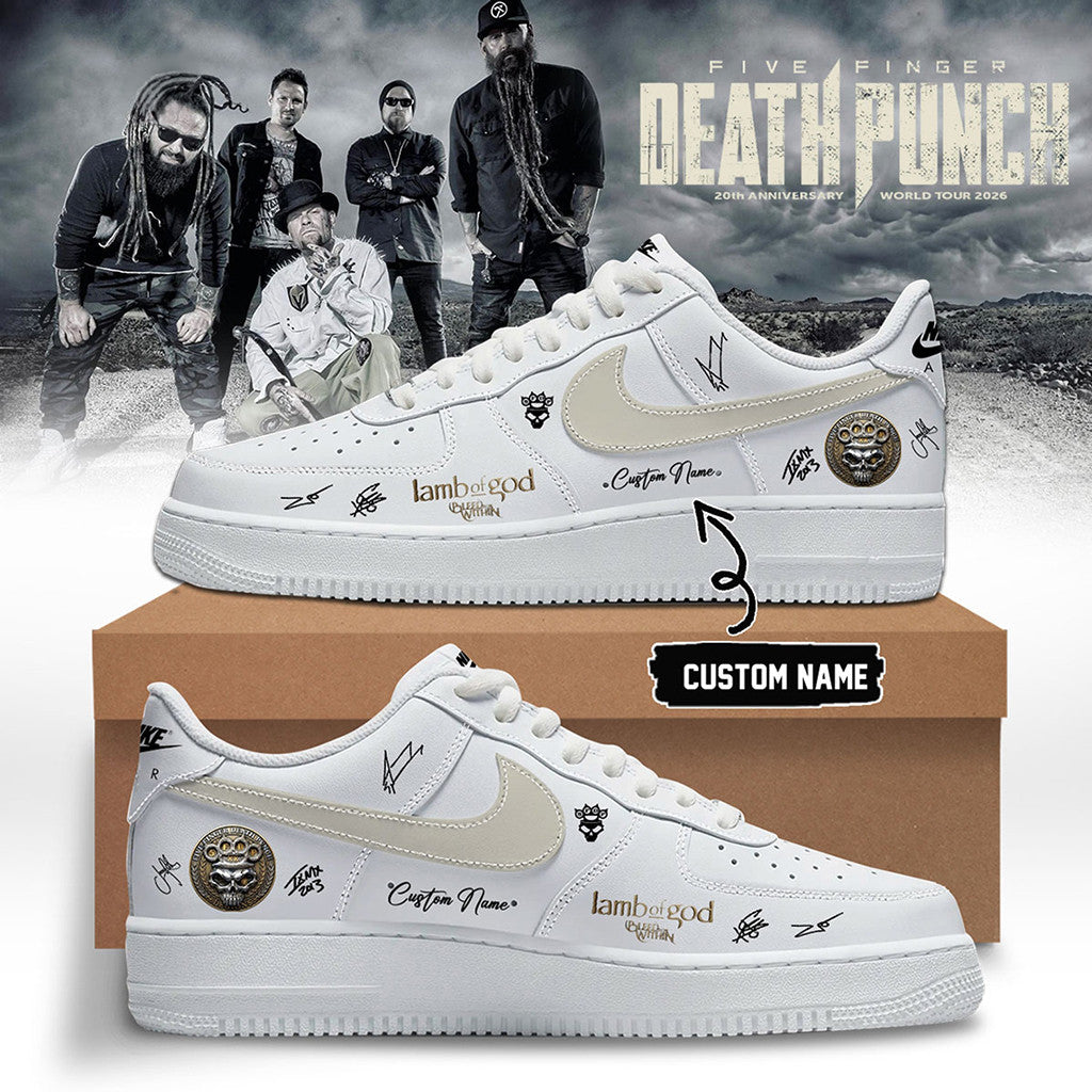 Custom Five Finger Death Punch Merch 5FDP Hits Me Tour 2026 Signed Sneakers Gift For Fans - Merchluma
