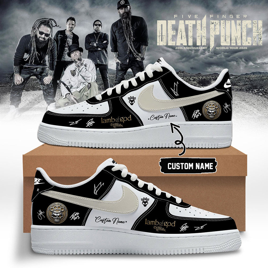 Custom Five Finger Death Punch Merch 2026 5FDP Hits Me Tour Signature Sneakers Gift For Fans - Merchluma