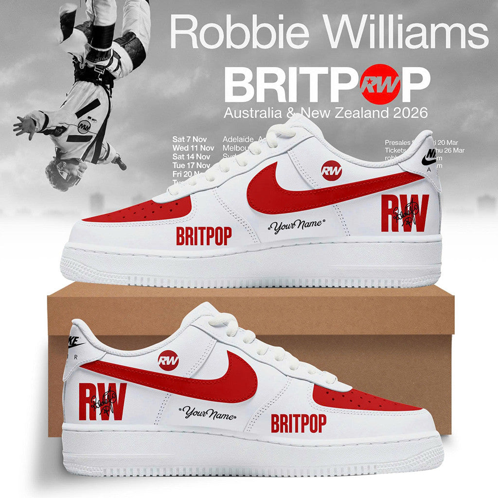Personalized Robbie Williams Merch Britpop Australia And New Zealand Tour 2026 Shoes Sneakers - Merchluma