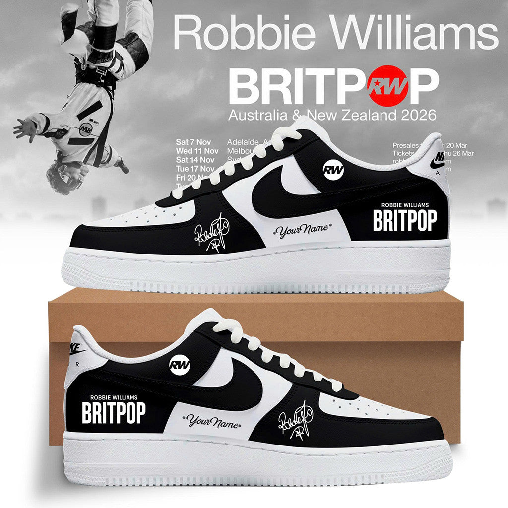 Personalized Robbie Williams Merch Britpop Tour 2026 Shoes Sneakers Presents For Music Lovers - Merchluma
