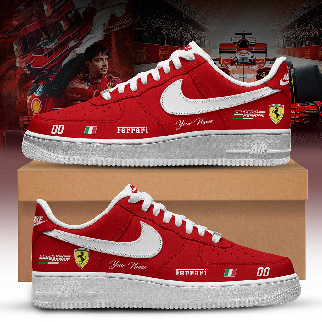 Personalized Formula One X Ferrari Shoes Sneakers Racing Fan Merch Gift For Dudes - Merchluma