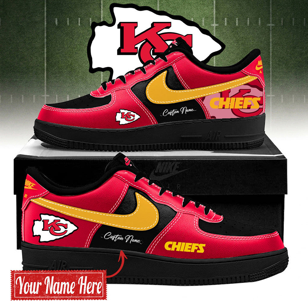 Personalized Kansas City Chiefs Bold Black And Red Shoes Sneakers 2026 KC Chiefs Merch - Merchluma