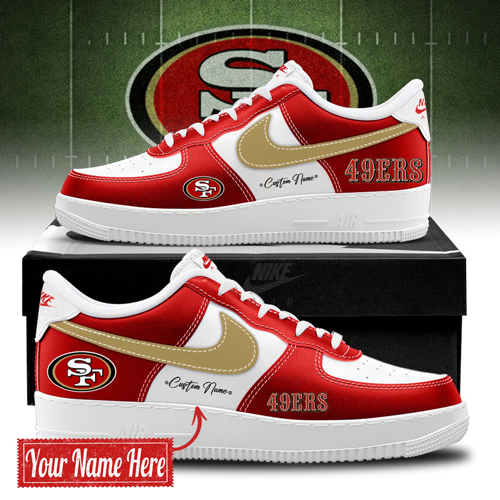 Personalized San Francisco 49ers Bold White And Red Shoes Sneakers 2026 SF 49ers Merch Fan Gift - Merchluma