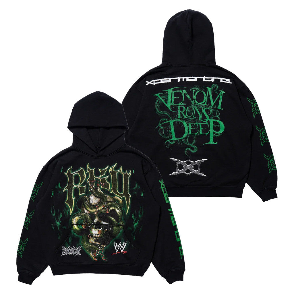 WWE X Ken Carson Merch 2026 RKO Hoodie Black Venom Runs Deep Hoodie Gift For Dudes - Merchluma