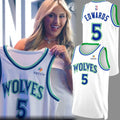 Minnesota Timberwolves Anthony Edwards #5 Basketball Jersey Timberwolves Merch 2026 Fan Gifts - Merchluma