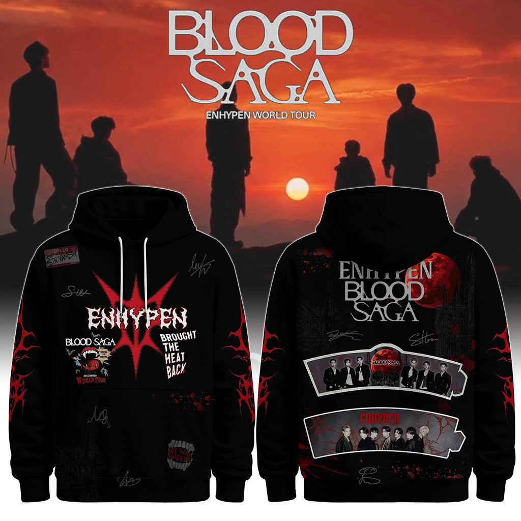 ENHYPEN Merch Blood Saga Tour 2026 Signature Hoodie Enhypen Tour Merch Gift For Kpop Fans - Merchluma