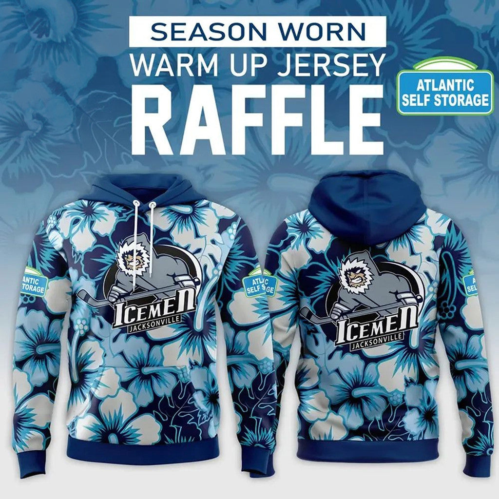 Jacksonville Icemen Season Worn Warm-up Hoodie 2026 Jacksonville Icemen Merch Hockey Fan Gifts - Merchluma
