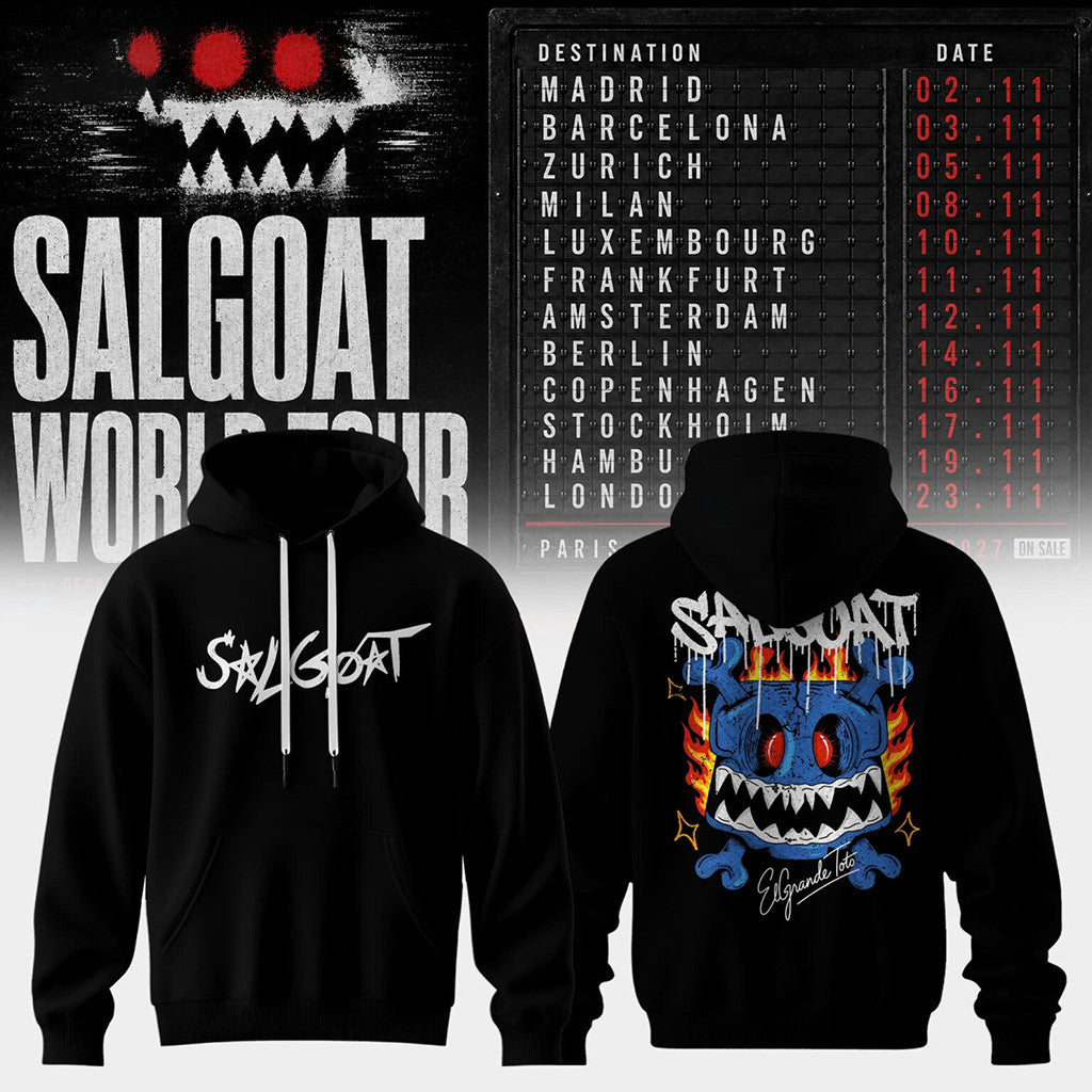 ElGrandeToto Merch 2026 Salgoat World Tour Hoodie Black Gift Ideas For Rap Lovers - Merchluma