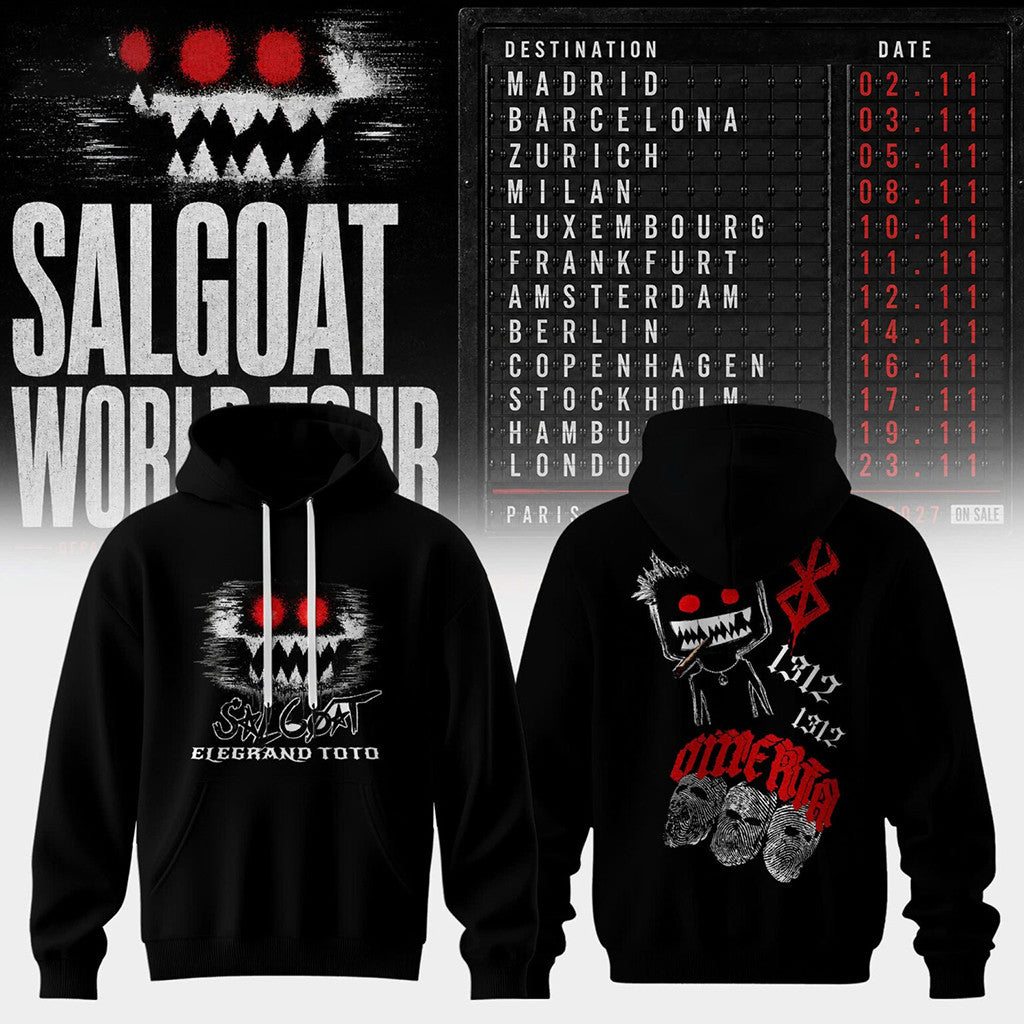 ElGrandeToto Merch 2026 Salgoat World Tour Hoodie Black Gifts For Hip Hop Fans - Merchluma