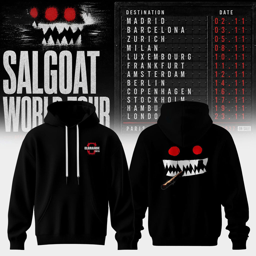 ElGrandeToto Salgoat World Tour 2026 Hoodie Black ElGrandeToto Merch Gift For Rap Lovers - Merchluma