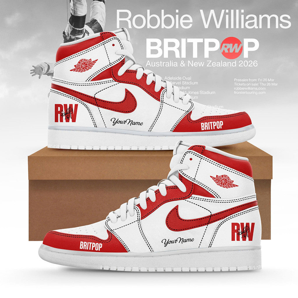 Personalized Robbie Williams Merch 2026 RW Britpop Tour Shoes Sneakers Gift For Music Lovers - Merchluma