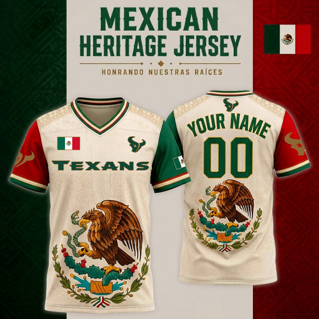 Personalized Houston Texans Mexican Heritage Jersey 2026 Houston Texans Merch Fan Gifts - Merchluma