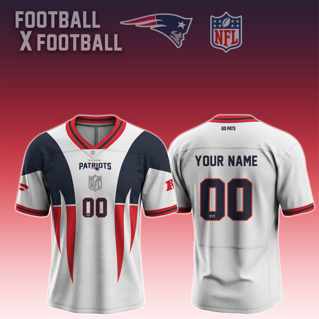 Personalized New England Patriots Football X Football 2026 Jersey NE Patriots Merch Fan Gifts - Merchluma