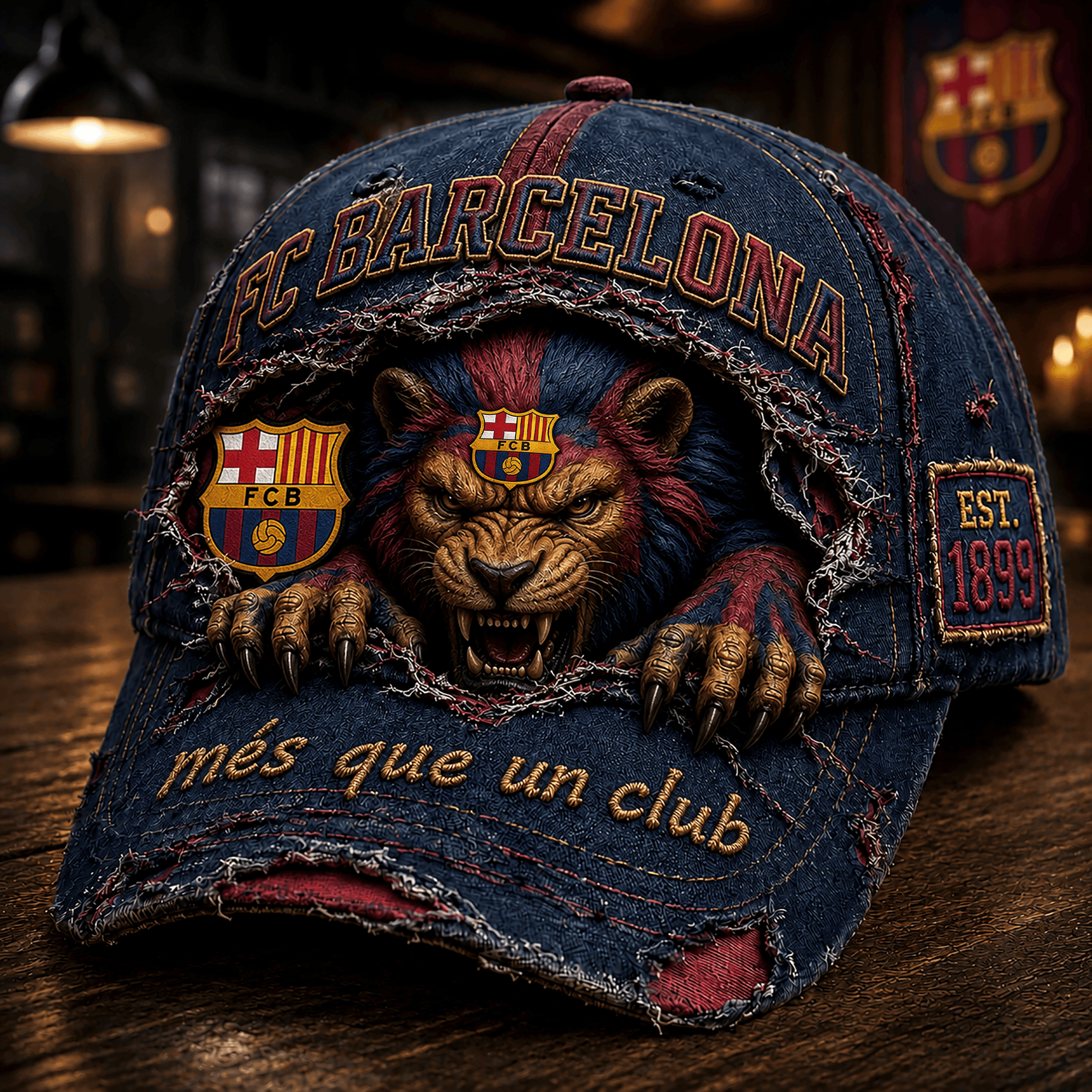 Barca FC CAT Mes Que Un Club Distressed Hat FC Barcelona Merch Gift For Boyfriend - Merchluma