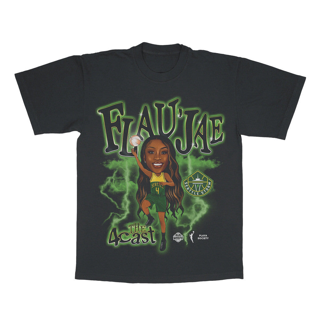 Playa Society Merch 2026 WNBA Flau'jae Johnson Draft T-Shirt The 4cast Tee Seattle Storm Merch - Merchluma