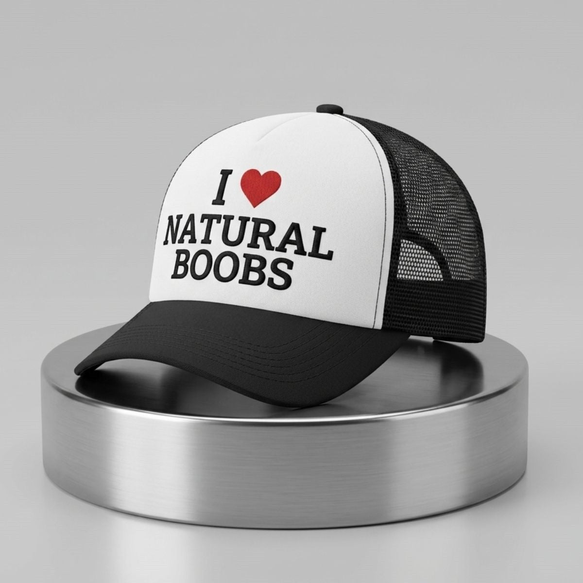I Love Natural Boobs Trucker Hat Embroidered Funny Adult Humor Hat Gift For Brothers - Merchluma