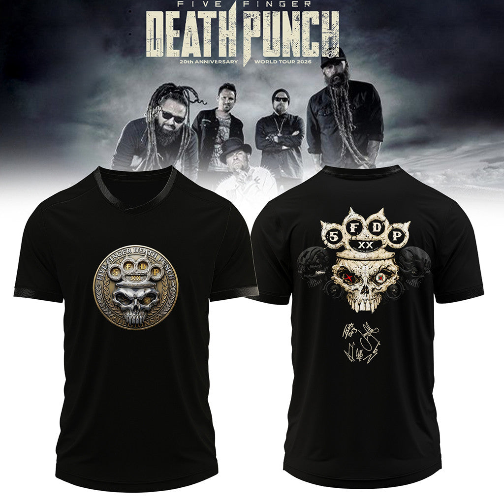 Five Finger Death Punch Hits Me Tour 2026 Signed Jersey FFDP Merch Gift For Band Fans - Merchluma