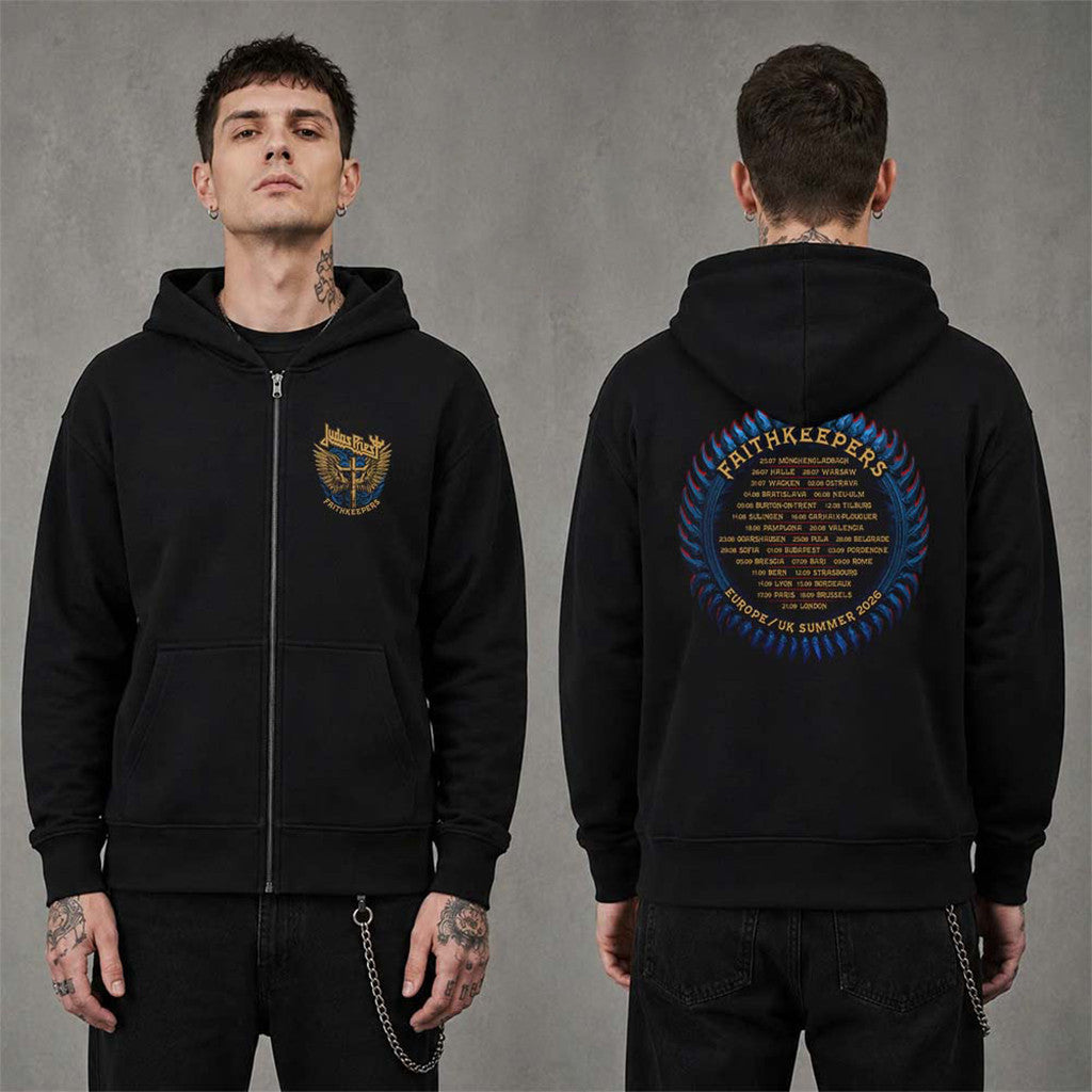 Faithkeepers Europe UK Summer 2026 Tour Zip Hoodie Judas Priest Merch Gift For Rock Fans - Merchluma