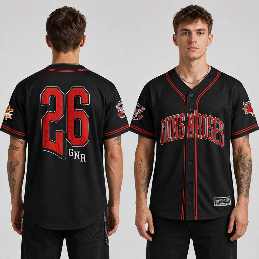 Guns N Roses World Tour 2026 Baseball Jersey Guns N Roses Merch Present Ideas - Merchluma