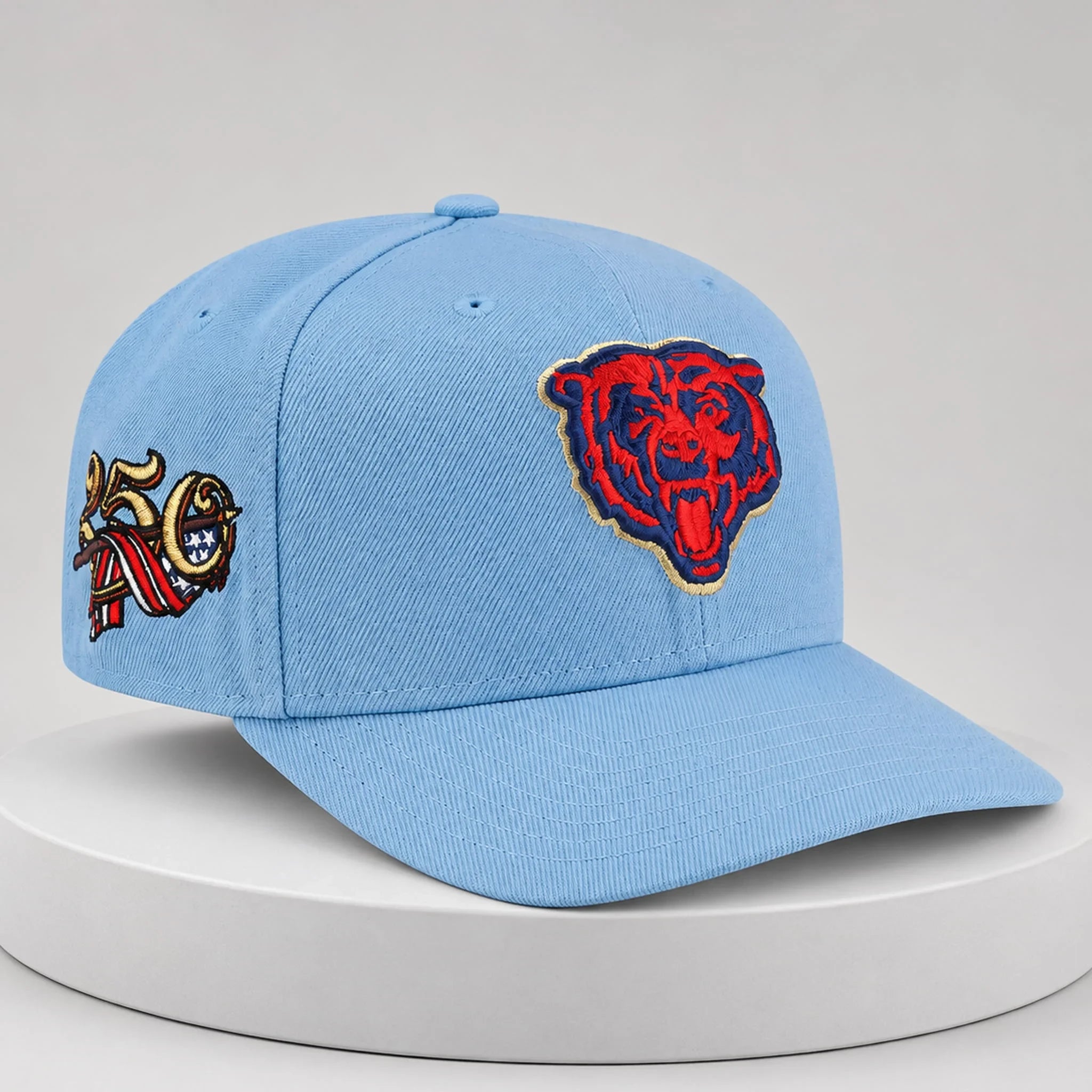 Chicago Bears USA 250th Red White Blue Hat Embroidered Bears Merch Gift For Dad - Merchluma