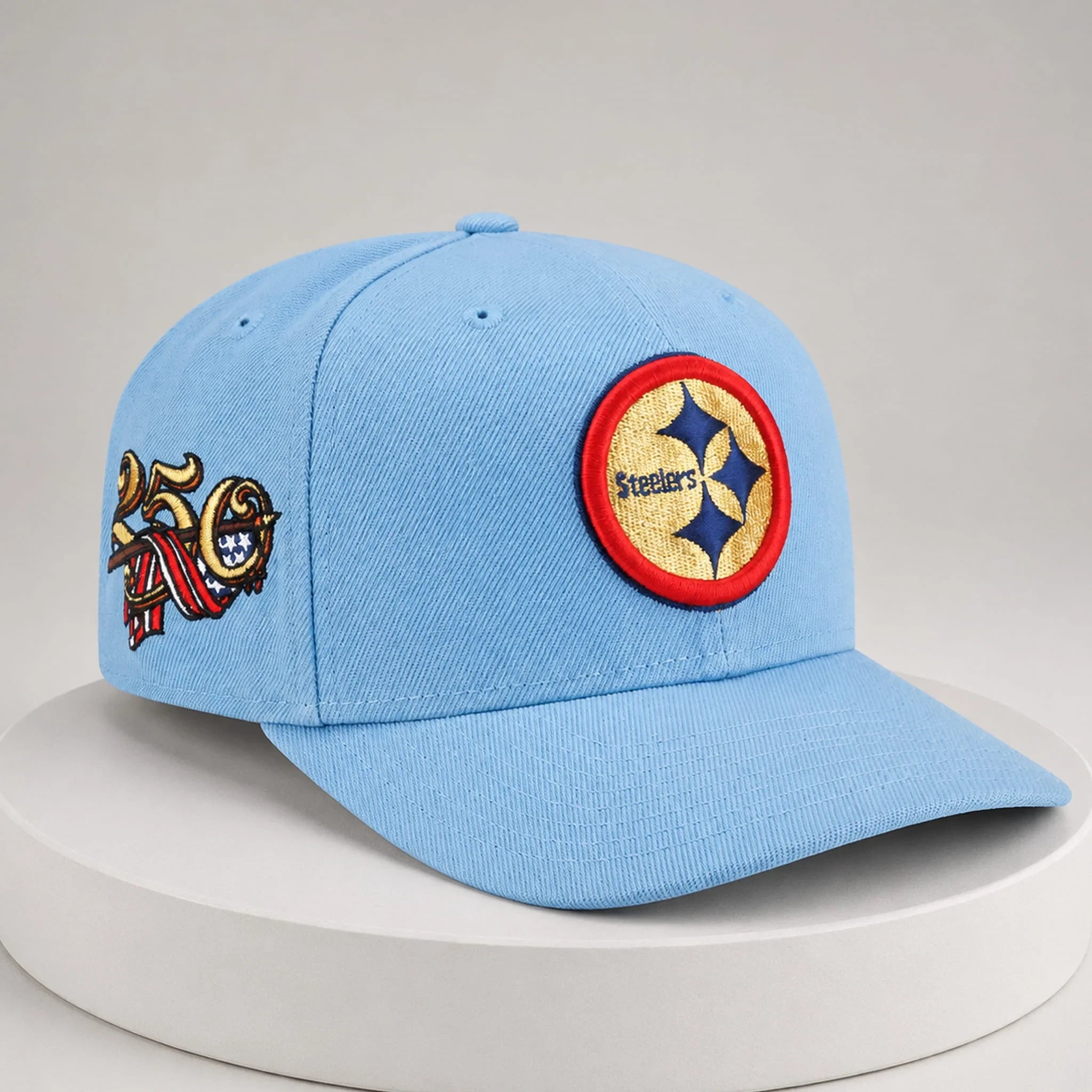 Pittsburgh Steelers USA 250th Red White Blue Hat Embroidered Pittsburgh Steelers Merch Fan Gift - Merchluma