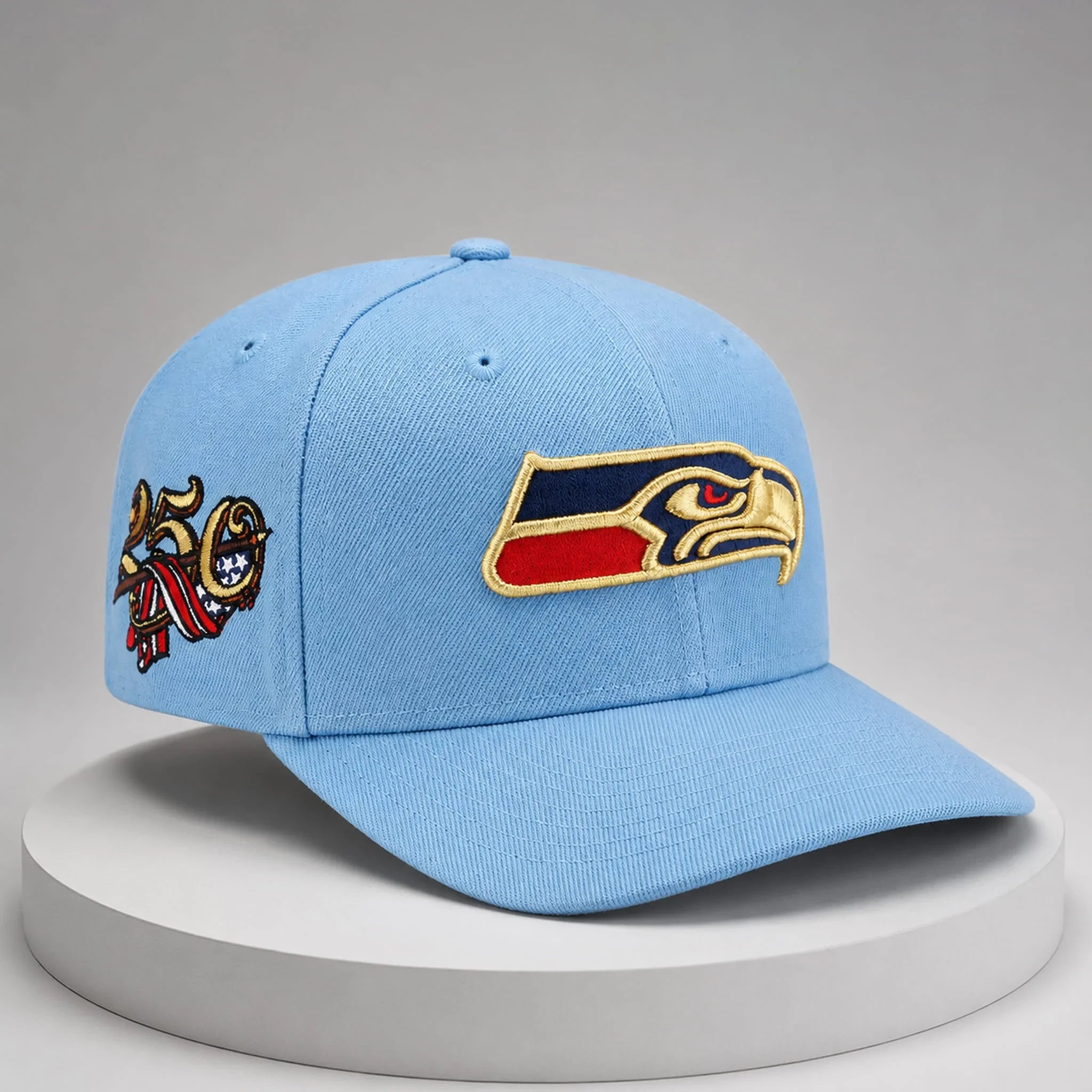 Seattle Seahawks USA 250th Red White Blue Hat Embroidered Seattle Seahawks Merch Patriotic Gift - Merchluma