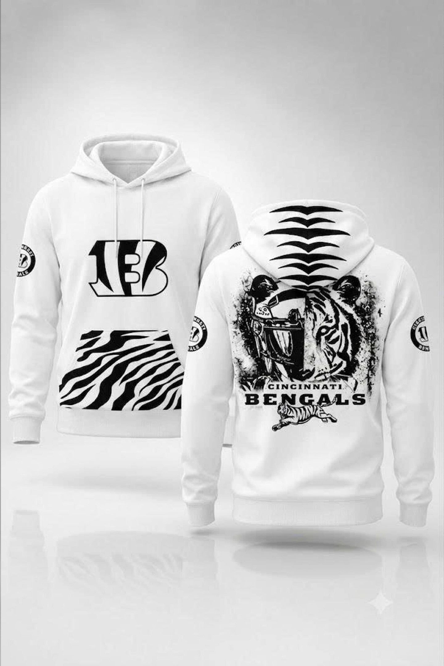 Cincinnati Bengals 2026 White Bengal Hoodie Cincinnati Bengals Merch Gift For Football Lovers - Merchluma