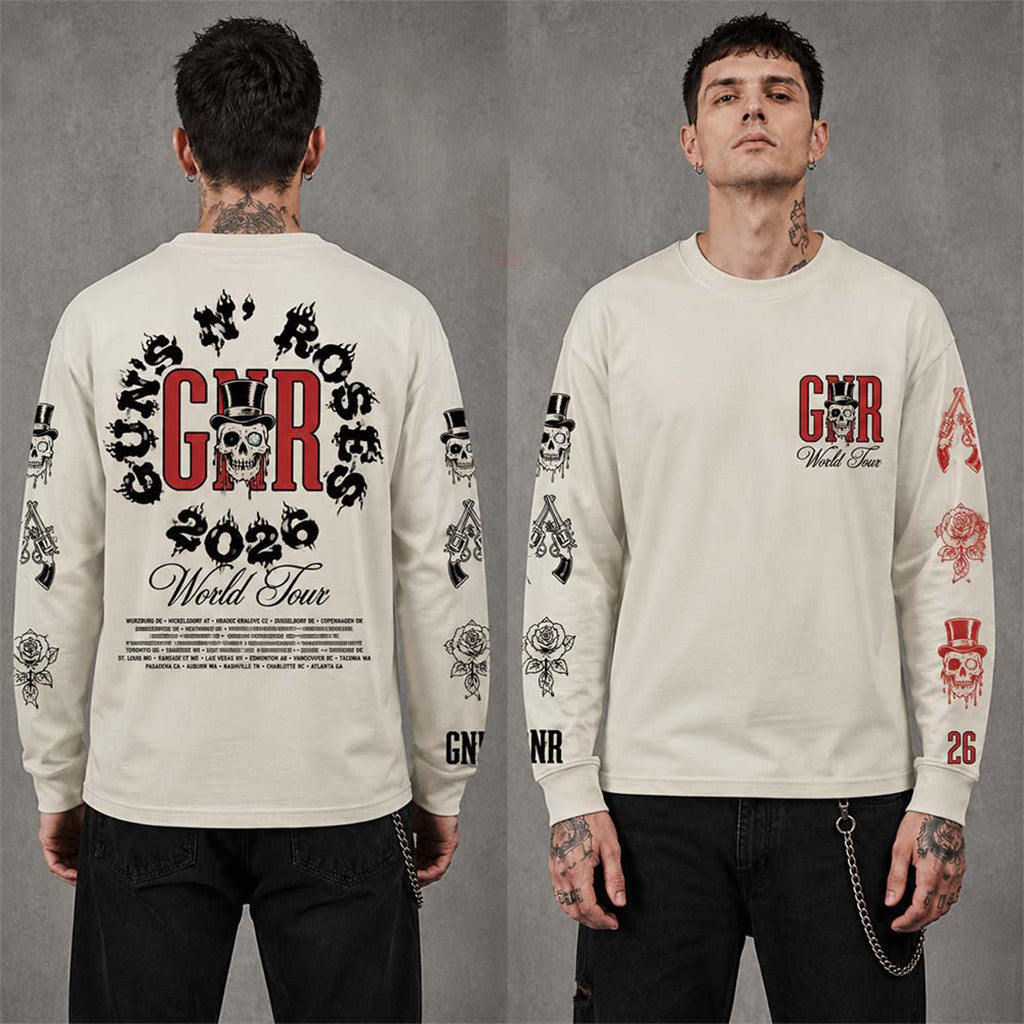 Guns N Roses World Tour 2026 Long Sleeve Shirt Guns N Roses Merch Present Ideas - Merchluma