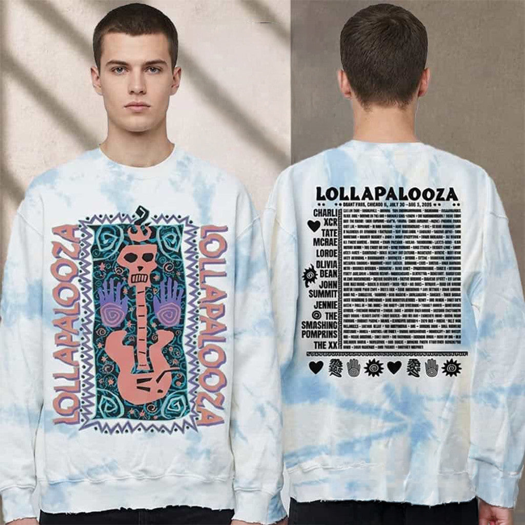 Lollapalooza Festival Chicago 2026 Merchandise Skeleguitar Sweatshirt Gifts For Music Fans - Merchluma