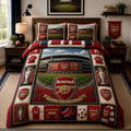 Arsenal FC Pattern Quilt Bedding Set Bedroom Decor Ideas Arsenal FC Champions Merch Fan Gifts - Merchluma