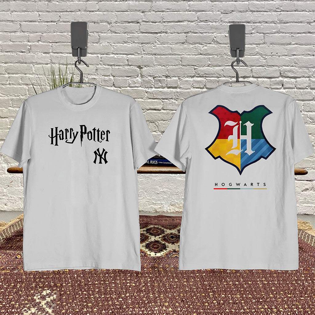 Harry Potter NY Yankees Hogwarts Crest Logo T-Shirt Yankees Merch Gift For Sport Fans - Merchluma