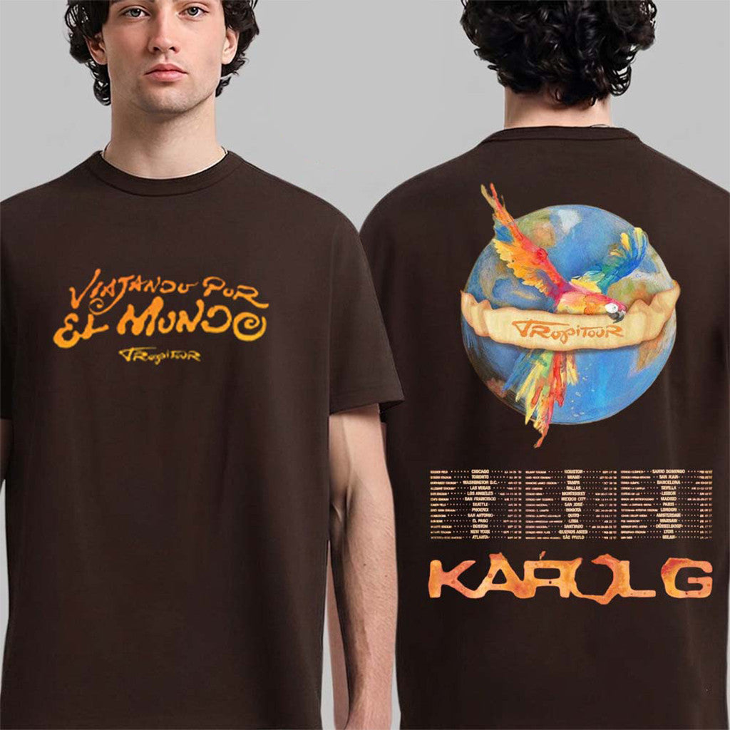 Karol G Viajando Por El Mundo Tropitour 2026 Schedule Dates T-Shirt Karol G Merch Fan Gifts - Merchluma