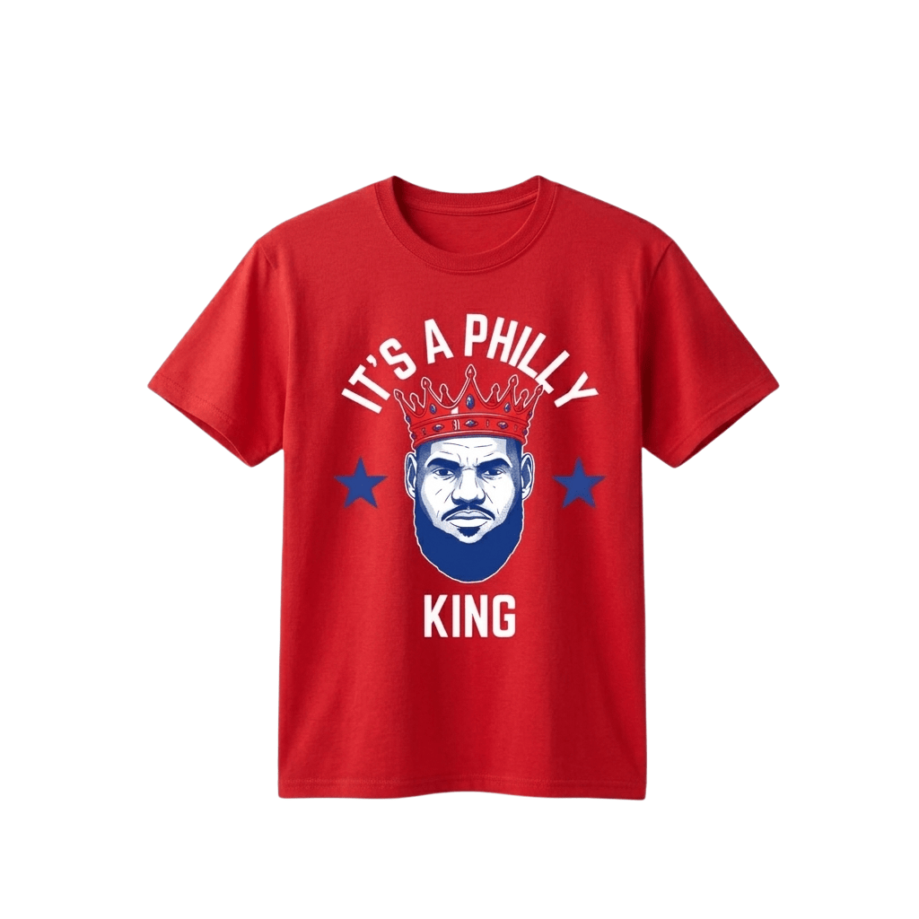 Philadelphia 76ers Lebron James It's A Philly King Shirt Red 76ers Merch Basketball Lover Gifts - Merchluma