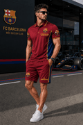 Barca FC Mes Que Un Club Polo Shirt And Shorts Set FC Barcelona Merch Dad Gifts - Merchluma