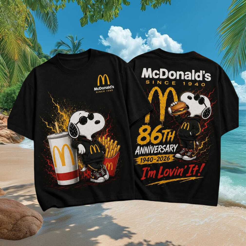McDonald's Fast Food Snoopy 86th Anniversary Im Lovin It T-Shirt Gifts For BFF Food Lovers - Merchluma